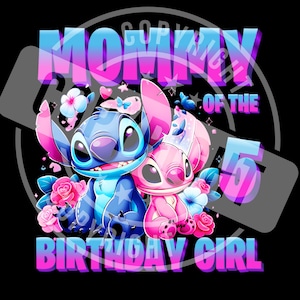 Camisetas familiares a juego de cumpleaños de Lilo Stitch, camiseta familiar de cumpleaños de Stitch, camiseta de fiesta de Lilo para niña de cumpleaños DTF y SUBLIMACIÓN imagen 5