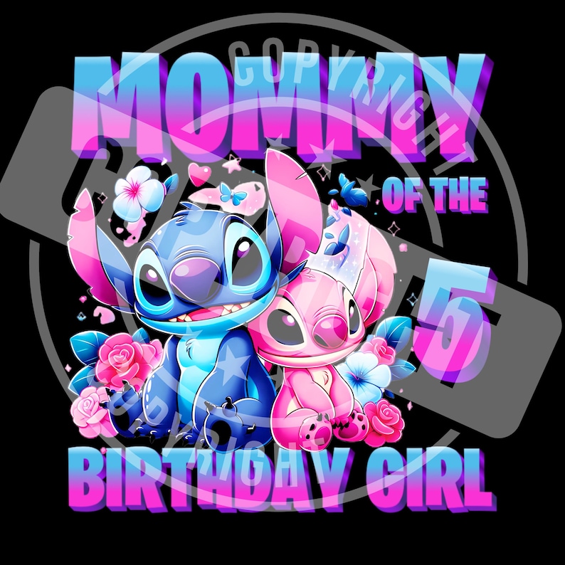 Camisetas familiares a juego de cumpleaños de Lilo Stitch, camiseta familiar de cumpleaños de Stitch, camiseta de fiesta de Lilo para niña de cumpleaños DTF y SUBLIMACIÓN imagen 5