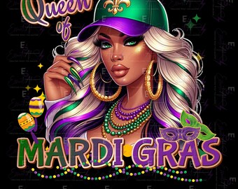 Rainha do Mardi Gras, Sublimação, Margaritas DTF, Terça-feira Gorda Png