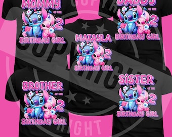 Cumpleaños de Stitch y Ángel (PNG), sublimación familiar