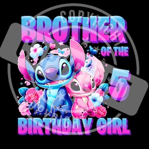 Camisetas familiares a juego de cumpleaños de Lilo Stitch, camiseta familiar de cumpleaños de Stitch, camiseta de fiesta de Lilo para niña de cumpleaños DTF y SUBLIMACIÓN imagen 3
