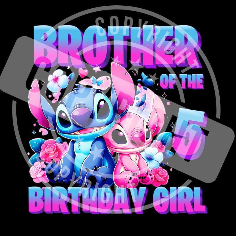 Camisetas familiares a juego de cumpleaños de Lilo Stitch, camiseta familiar de cumpleaños de Stitch, camiseta de fiesta de Lilo para niña de cumpleaños DTF y SUBLIMACIÓN imagen 3