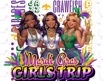 Viagem das meninas do Mardi Gras Nova Orleans, Sublimação, Terça-feira gorda PNG