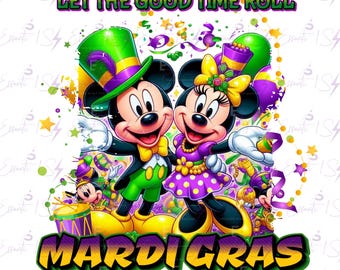 Mickey e Minnie Mardi Gras PNG, Sublimação ,jpg