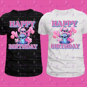 Happy Bday DTF, Stitch & Angel Geburtstag Png, Sublimation