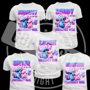 Lilo stitch Birthday Family Matching Shirts, Stitch Birthday Family Shirt Birthday Girl Lilo Party Shirt DTF & SUBLIMATION