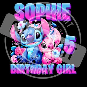 Camisetas familiares a juego de cumpleaños de Lilo Stitch, camiseta familiar de cumpleaños de Stitch, camiseta de fiesta de Lilo para niña de cumpleaños DTF y SUBLIMACIÓN imagen 2