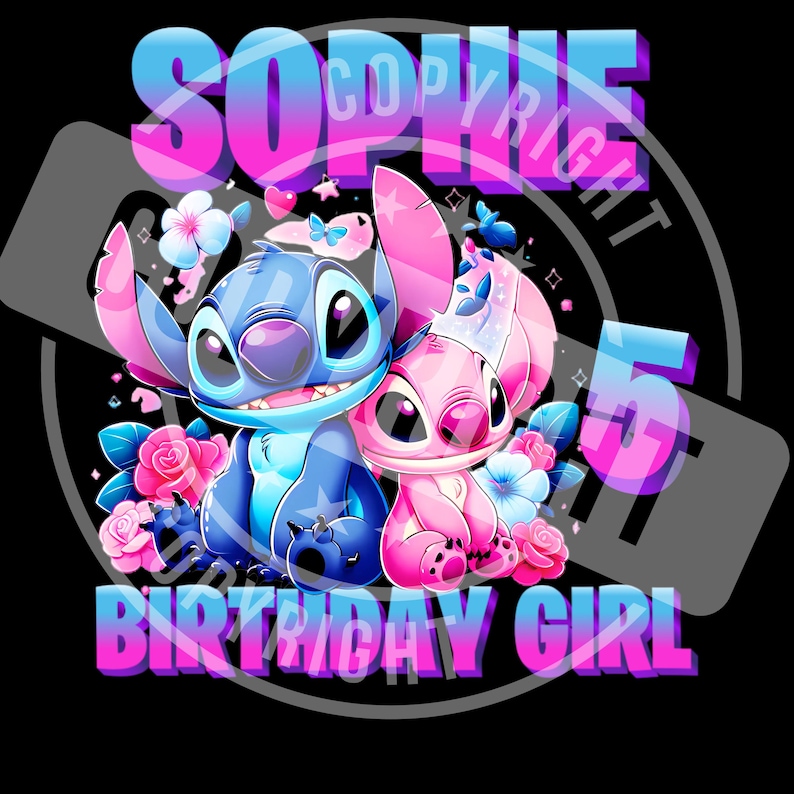 Camisetas familiares a juego de cumpleaños de Lilo Stitch, camiseta familiar de cumpleaños de Stitch, camiseta de fiesta de Lilo para niña de cumpleaños DTF y SUBLIMACIÓN imagen 2