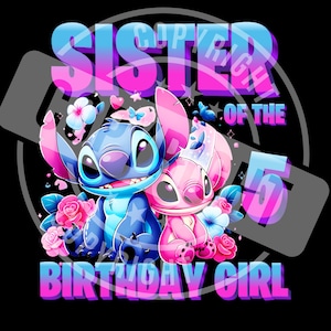 Camisetas familiares a juego de cumpleaños de Lilo Stitch, camiseta familiar de cumpleaños de Stitch, camiseta de fiesta de Lilo para niña de cumpleaños DTF y SUBLIMACIÓN imagen 6