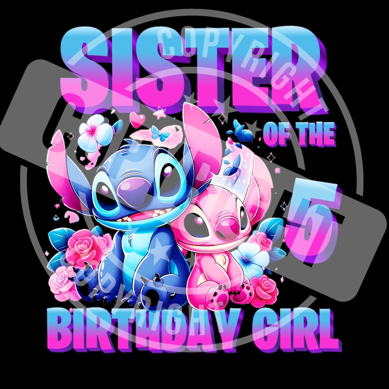 Camisetas familiares a juego de cumpleaños de Lilo Stitch, camiseta familiar de cumpleaños de Stitch, camiseta de fiesta de Lilo para niña de cumpleaños DTF y SUBLIMACIÓN imagen 6