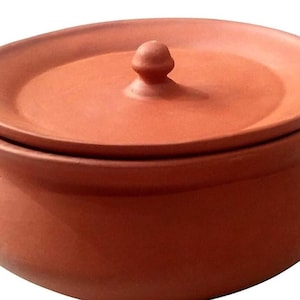 Big size Unglazed earthen clay pot for cooking with Lid/Earthen kaddai/LEAD-free clay cooking pot/IndianClay Handi/Ayurveda Benefits Handi.