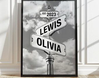 Personalized Name Vintage Street Sign, Custom Name Sign Wall art, Anniversary Gift, Wedding Gift, Christmas, Mother's Day, Valentine