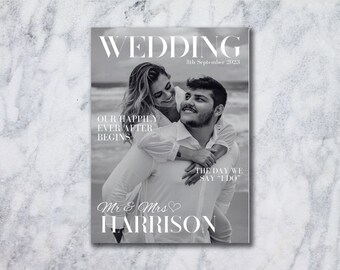34 Pages Wedding Day Magazine Template Canva, Wedding Program and Timeline, Seating Chart, memory lane, Itinerary, Our Story, Menu