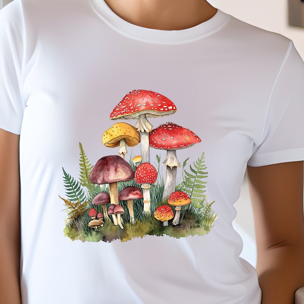 Fungi Fanatic: Hand-printed Mushroom in the Woods , Granola Girl, Cottagecore