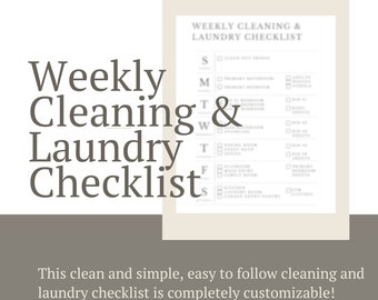 Weekly Cleaning and Laundry Checklist, Cleaning Schedule, Simple and Easy Cleaning Checklist, Laundry Checklist, Weekly Laundry Schedule