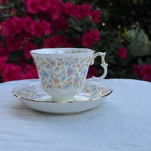 Vintage Royal Albert Harmony Series Ballade Tea Cup and Saucer, Pastel, floral design, cottagecore
