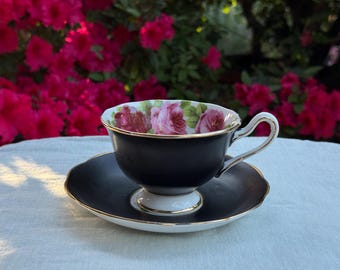Royal Albert Old English Rose Black Tea Cup and Saucer Set, Vintage, Cabbage Rose