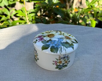 Vintage Royal Stafford floral bone china trinket box, Exclusively for Victoria's Secret, jewelry box, keepsake box