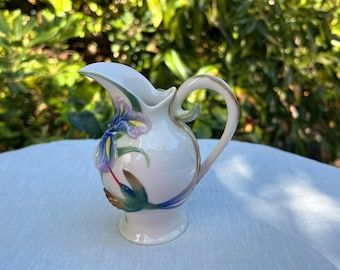 Rare Vintage Franz Porcelain Hummingbird and Irish Creamer, sculptured porcelain, jug