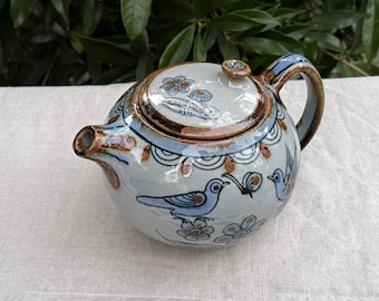 Vintage Tonala Teapot With Ken Edwards El Palomar Bird and Flowers