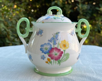 Vintage Shelley sugar bowl with lid "Wild Flowers"