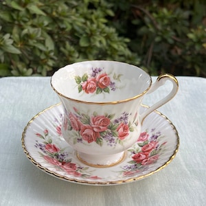 Paragon Rose and Violet Cup and Saucer Set