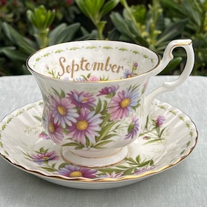 Vintage Royal Albert Flower of the month September Tea Cup and Saucer