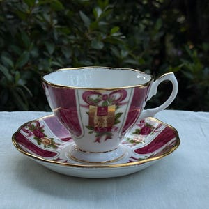 Vintage Royal Albert Ruby Celebration Tea Cup and Saucer set, Tea Cup Gift, Fine Bone China, Rose Tea Cup, Old Country Rose limited edition