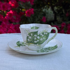 Rare Vintage Shelley floral Tea Cup and Saucer Set, Lily of the valley, Fine Bone China