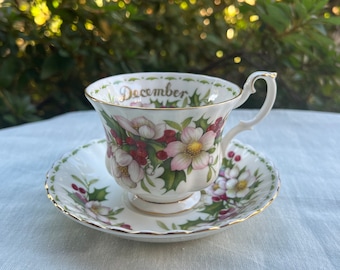 Vintage Royal Albert Flower of the month December Tea Cup and Saucer