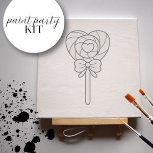 Galentine’s Sip and Paint | Valentine’s Sip and Paint | Paint at Home Party | Girls Night | Ladies Night | Complete Kit | Lollipop Theme