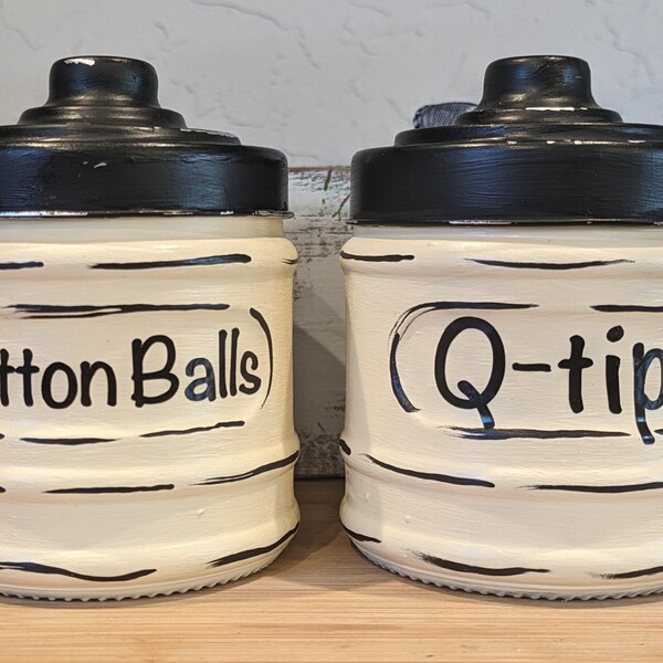 Bathroom Storage Jars - Farmhouse Apothecary Jars - Set of 2