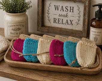 Bolsas de jabón rústicas de punto estilo granja