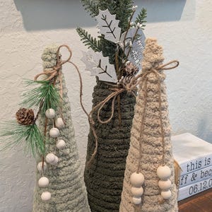 Set of 3 Chunky Yarn Christmas Trees