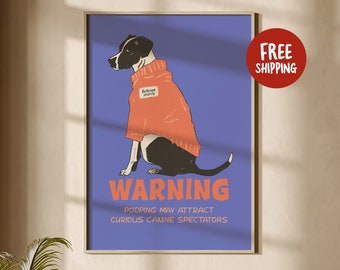 Funny Dog Quote Bathroom Wall Art - Retro Bathroom Decor, Funky & Trendy Animal Print