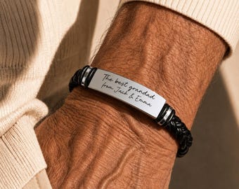 Personalised Grandad Bracelet, Custom Engraved Bracelet for Grandad, Gift from Grandchildren