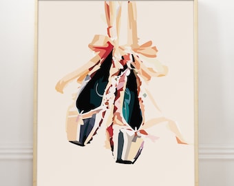 Ballet Wall Art for Girls Room - Ballerina Shoes Print, Pointe Shoe Poster, Ballet Illustrations, Ballerina Decor