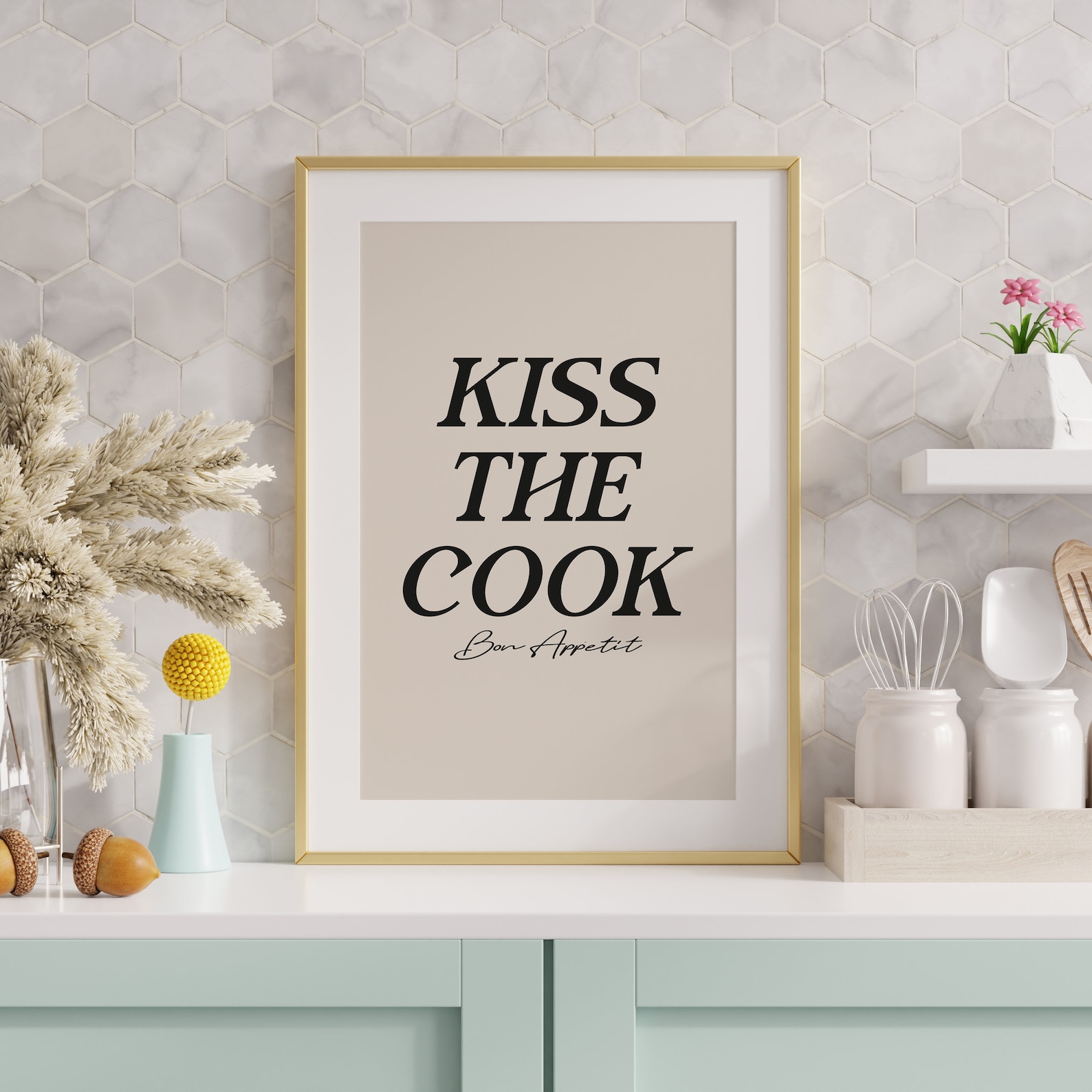 Modern Kitchen Quote Wall Art - Trendy Cooking Print, Chef Decor & BBQ ...