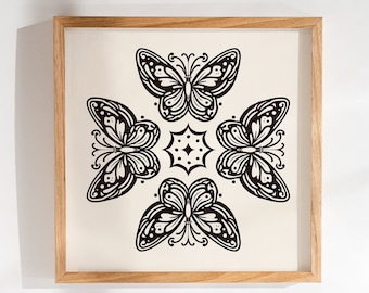 Butterfly Wall Art, Gothic Butterfly Print, Vintage Decor, Butterfly Vintage Poster, Butterfly Tattoo Picture, Butterfly Pattern Print
