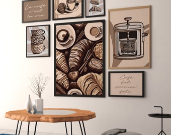 Kitchen Print Set of 7, Kitchen Wall art, Breakfast Wall Art , Coffee Bar Art Printables, Kitchen and dining, Kitchen Decor, Coffee Quotes