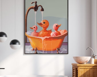 Bathroom Print, Bathroom Wall Art, Retro Picture, Chic Decor, Bathroom Decor, Rubber Duck Print, Bath Print, Chic Wall art, Toilet Wall Art