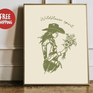 Cowgirl Western Wall Art: Vintage Print, Country Decor, Cowboy Art for Rustic Home and Farmhouse Style