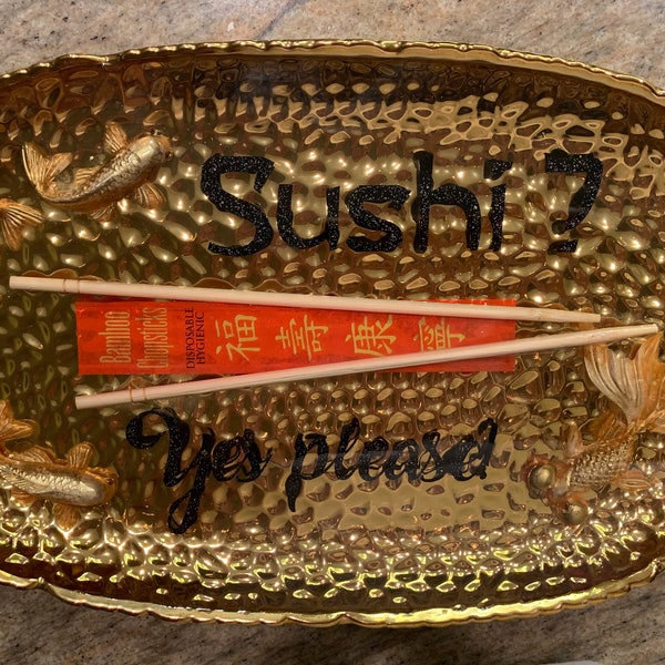 Gold plated sushi plate.