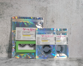 Customize Lash Prescription Label with Holographic Bag 6x4, Prescription Bottle Label, Sticker Eyelash Labels