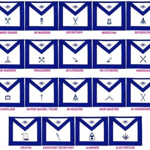 Masonic Blue Lodge Officers Aprons Variations - Set of 19 (Lambskin)