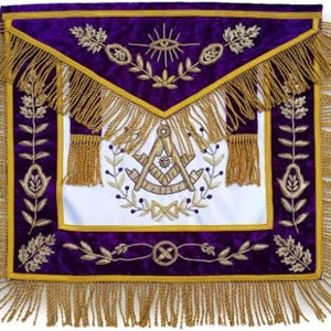 Masonic Grand Lodge Past Master Apron Bullion Hand Embroidered (Lambskin)