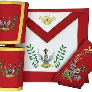 Masonic Rose Croix 18th Degree Apron, Gauntlets and Collar Set