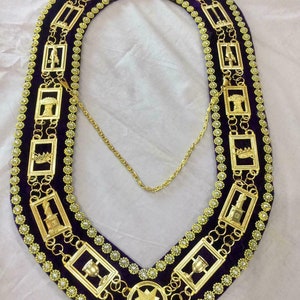 Masonic Regalia OES Order of Star Metal Chain Collar PURPLE Backing