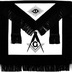 Masonic Master Mason Funeral Apron Black With Fringe Hand Embroidered