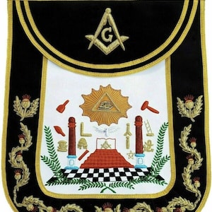 Masonic traditional past master apron bullion hand embroidered